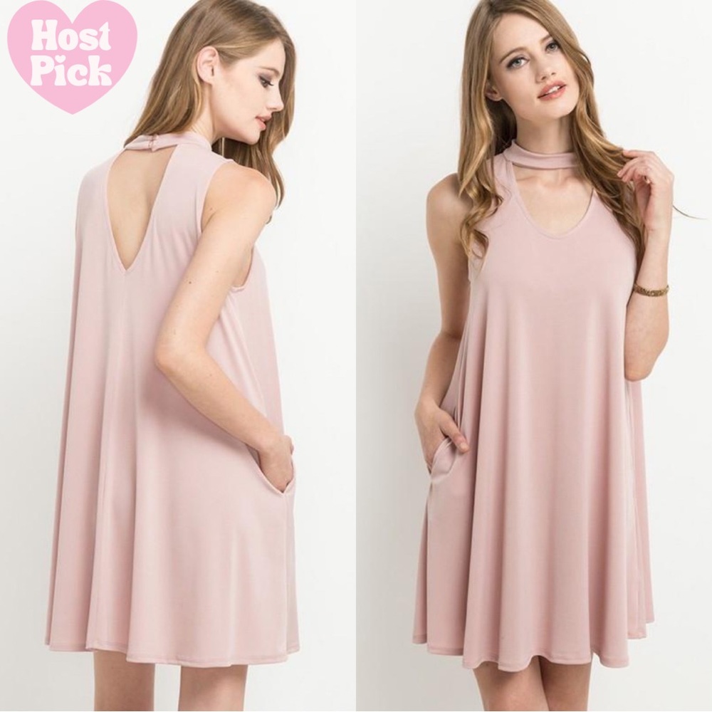 🎉HP🎉 Blush Pink Mock Neck Sleeveless Mini Dress